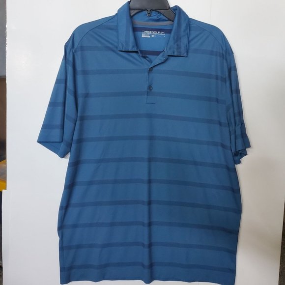Nike Other - Nike Mens L Golf Dri-Fit Blue Fade Stripe Short Sleeve Polo Shirt